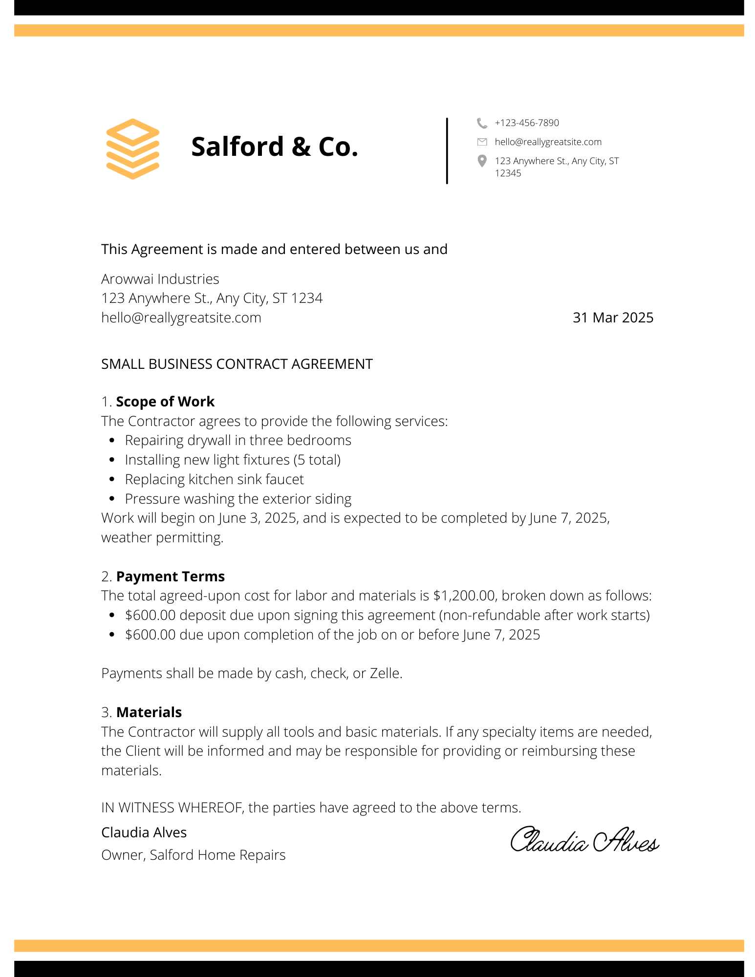 Contract document